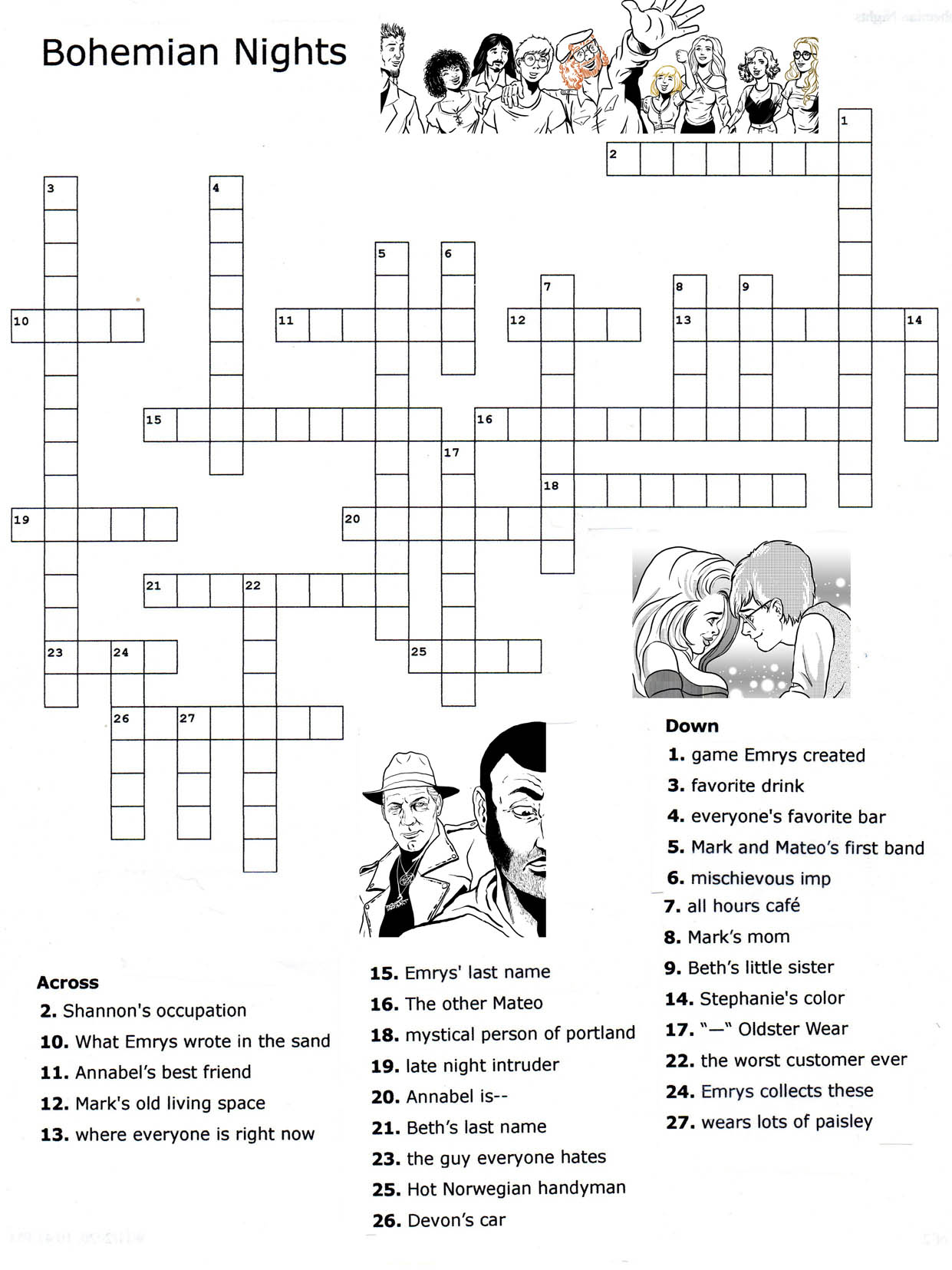Bohemian Nights Crossword
